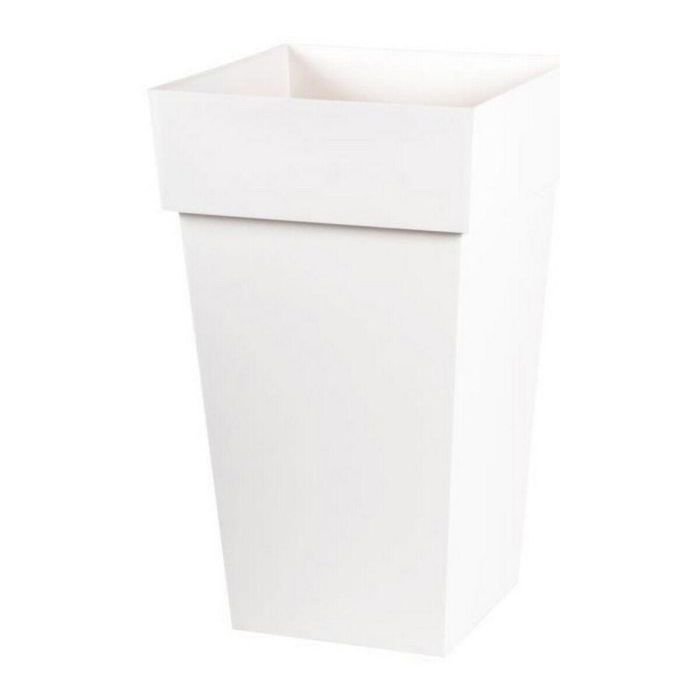 EDA Maceta Toscana cuadrada alta de polipropileno resistente, para exterior e interior, 39x39x65 cm, 62 litros, color Blanco EDA Maceta Toscana cuadrada alta de polipropileno resistente, para exterior e interior, 39x39x65 cm, 62 litros, color Blanco