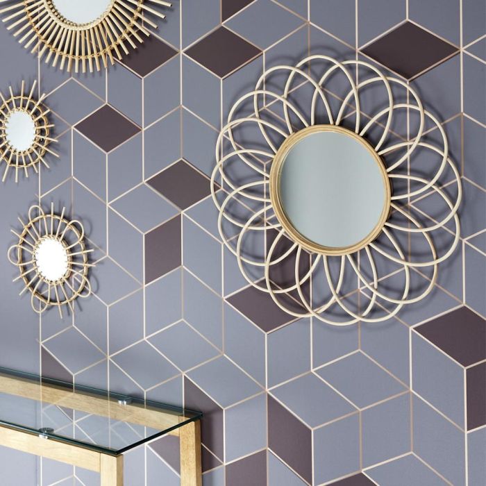 Home Deco Factory Espejo Ratán Forma Rosetón Diámetro 56 cm Natural 1