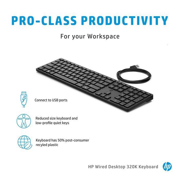 HP 320K USB Wired Keyboard - EUROPE 2 HP 320K USB Wired Keyboard - EUROPE 2