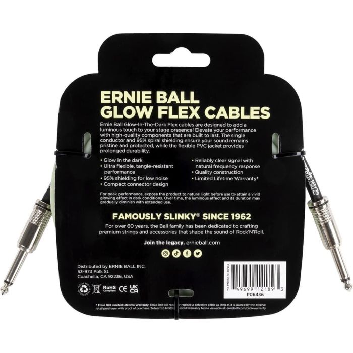 Cable Eb Instrumento Flex Jack-Jack Ss 3 M - Fosforescente 1 Cable Eb Instrumento Flex Jack-Jack Ss 3 M - Fosforescente 1