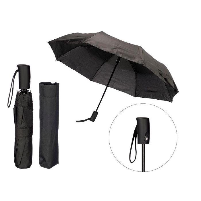 Paraguas Plegable Automático Negro Arte Regal - 56 cm, 8 Varillas (16 Unidades) Paraguas Plegable Automático Negro Arte Regal - 56 cm, 8 Varillas (16 Unidades)