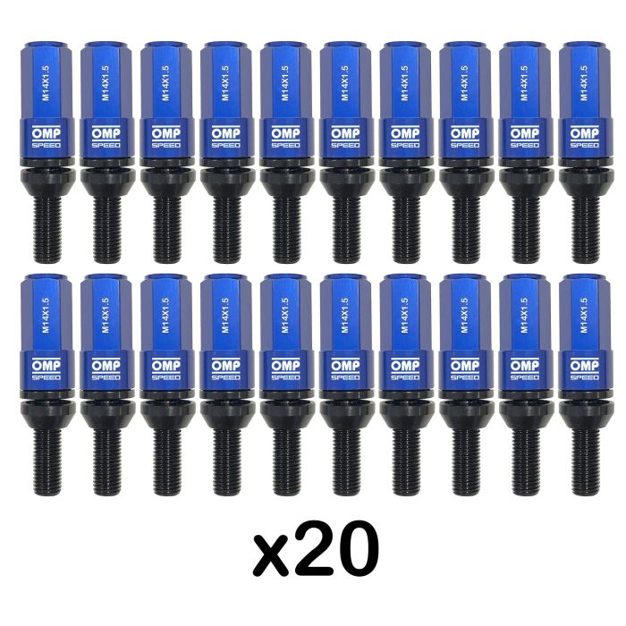 Omp Speed Juego De 20 Tornillos Con Protector De Aluminio De Colores M14x1.5 Llave De 17-19 Largo 28 mm Con Protector Azul OMPS09981407 4 Omp Speed Juego De 20 Tornillos Con Protector De Aluminio De Colores M14x1.5 Llave De 17-19 Largo 28 mm Con Protector Azul OMPS09981407 4