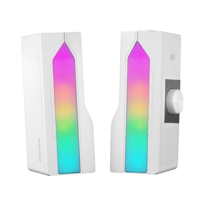 Mars Gaming MSDUOW Altavoces Convertibles 2 en 1 / Barra Sonido Gaming RGB Mesh Bluetooth 5.0 Jack DSP 15W Blanco 1