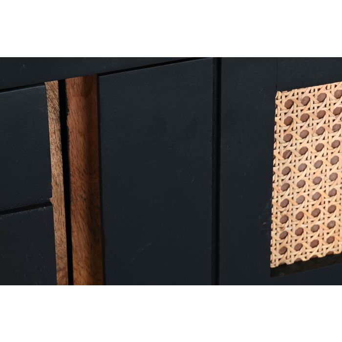 Mueble de TV DKD Home Decor Negro Ratán Madera de mango (145,5 x 40,5 x 60 cm) 2