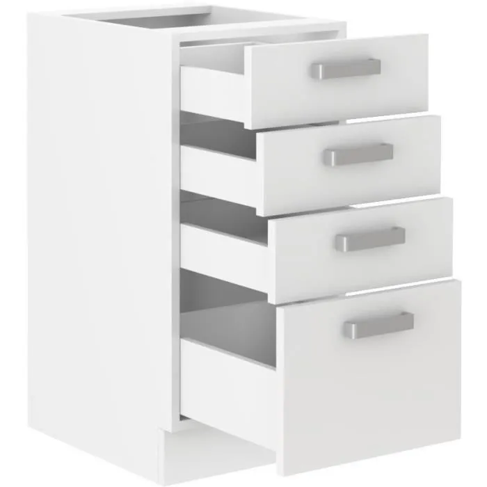Atlas Mueble bajo ATLAS40D4S con 4 cajones - Decoración blanca - L40cm 1 Atlas Mueble bajo ATLAS40D4S con 4 cajones - Decoración blanca - L40cm 1