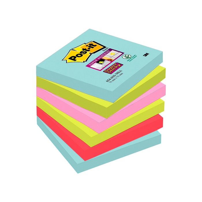 Post-It Notas Adhesivas Super Sticky 4 Colores Lugares Cosmic 76x76 mm, 6 Blocs 1