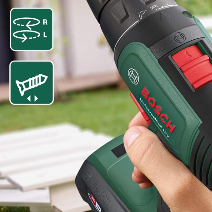 Taladro-atornillador a batería BOSCH -UniversalDrill 18 Caja 2 baterías 1,5Ah 3