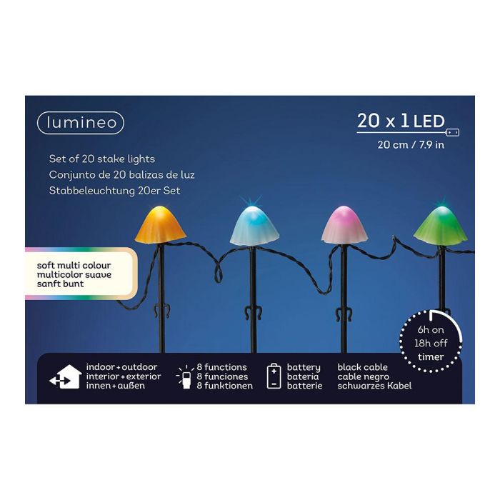 Estaca LED Seta Multicolor 8 Funciones Exterior 20 Unidades 491763 1 Estaca LED Seta Multicolor 8 Funciones Exterior 20 Unidades 491763 1