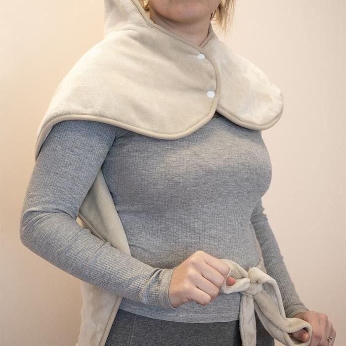 LIVOO DOS218C Almohadilla Térmica para Espalda y Cuello, 100W, 60x90cm Franela Lavable, 50-65°C, Crema 5