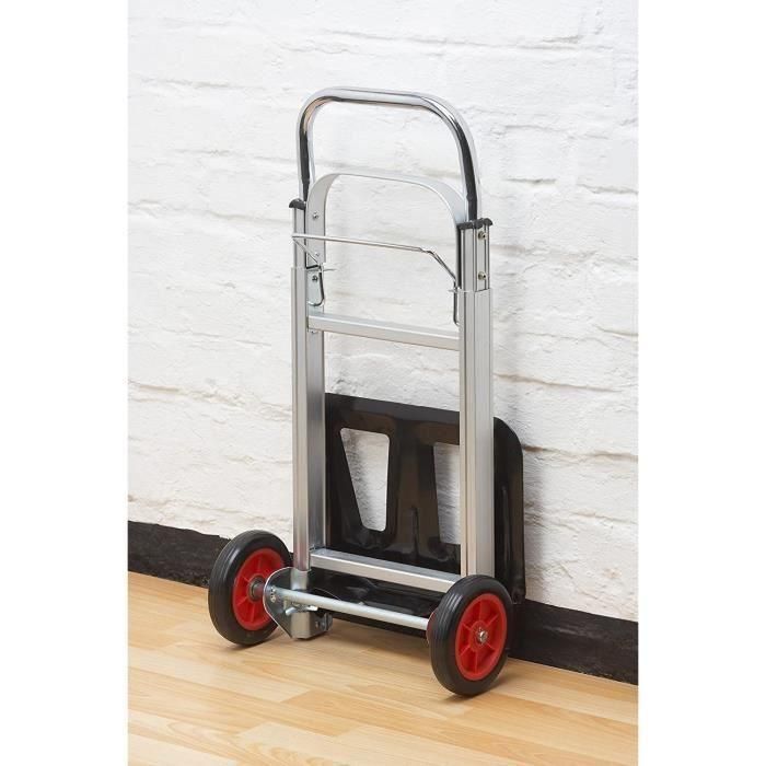 Meister Carro de Carga Plegable de Aluminio 90 kg, con Ruedas de 150 mm, Plataforma 240x385 mm, Ajustable y Robusto, Gris 2