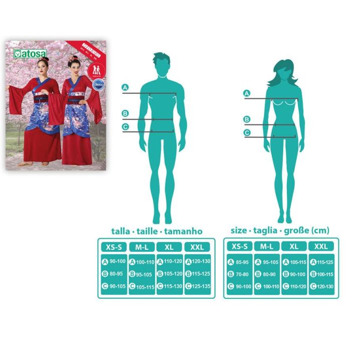 Disfraz Japonesa Geisha Rojo Adulto XXL 3 Disfraz Japonesa Geisha Rojo Adulto XXL 3