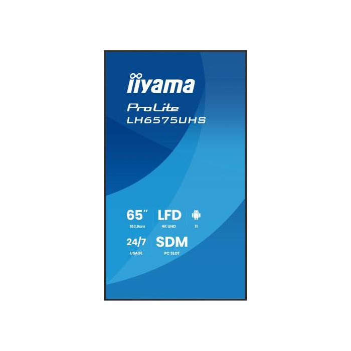 Monitor Iiyama 65" (Lh6575Uhs-B1Ag)3840X2160, Uhd Ips Panel, Operacion 24/7 500Cd/M, Landscape Portrait, Signal Failover, Speakers 2X 10W, Multiple Inputs (Dvi-I (Vga),Hdmi 3X, Dp-Out ,Usb 2.0 X2, Wifi, Lan, Media Play Usb Port, Control Lan/Rs232 1 Monitor Iiyama 65" (Lh6575Uhs-B1Ag)3840X2160, Uhd Ips Panel, Operacion 24/7 500Cd/M, Landscape Portrait, Signal Failover, Speakers 2X 10W, Multiple Inputs (Dvi-I (Vga),Hdmi 3X, Dp-Out ,Usb 2.0 X2, Wifi, Lan, Media Play Usb Port, Control Lan/Rs232 1