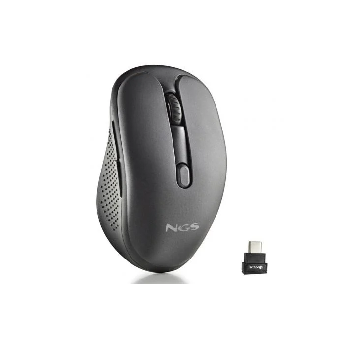 NGS Evo Jot Ratón Inalámbrico Multidispositivo Bluetooth 5.1/2.4GHz, Batería Recargable, Botones Silenciosos, Hasta 1600 DPI, Negro