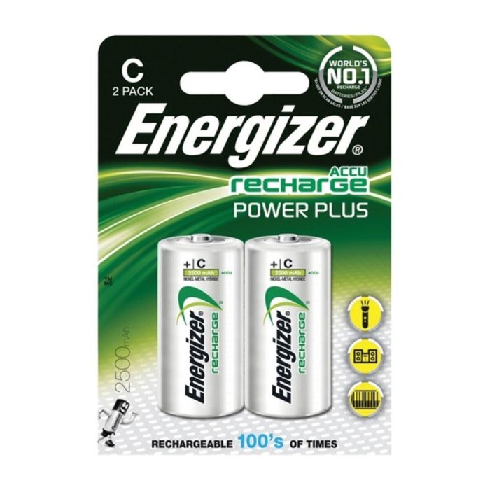 Energizer ENE300321800 Pila Recargable Power Plus 2500 mAh HR14 / C Blister 2 Unidades. Fabricada con 4% material reciclado. Larga duración. 1 Energizer ENE300321800 Pila Recargable Power Plus 2500 mAh HR14 / C Blister 2 Unidades. Fabricada con 4% material reciclado. Larga duración. 1