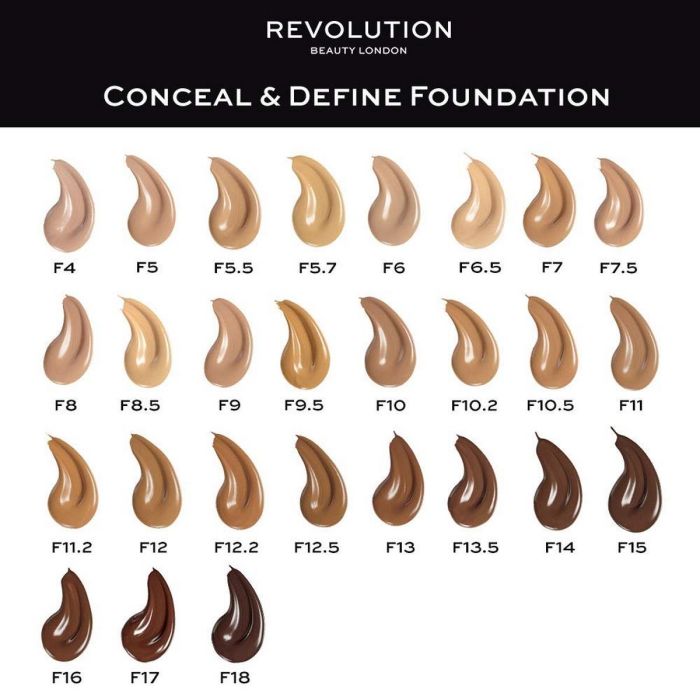 Revolution Make Up CONCEAL & DEFINE Base de Maquillaje Full Coverage, Vegana, Libre de Crueldad, 23 ml 4 Revolution Make Up CONCEAL & DEFINE Base de Maquillaje Full Coverage, Vegana, Libre de Crueldad, 23 ml 4