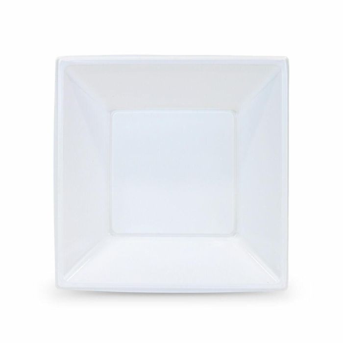 Set de platos reutilizables Algon Cuadrado Blanco Plástico 18 x 18 x 4 cm (24 Unidades) 1