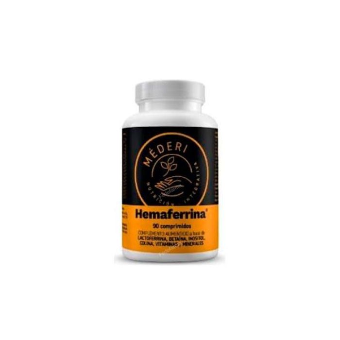 MEDERI NUTRICION INTEGRATIVA Hemaferrina 90 Comp: Complemento alimenticio con hierro, lactoferrina y vitaminas B para energía y formación de glóbulos rojos