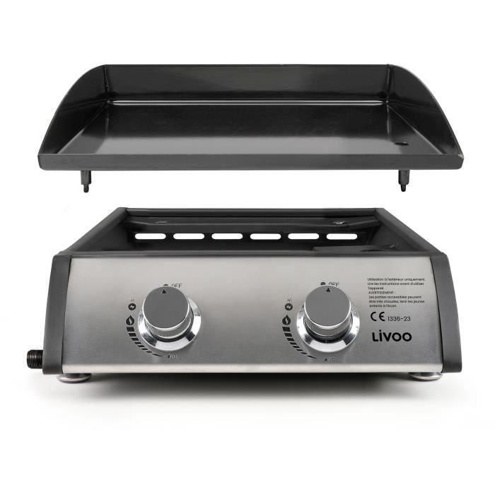 Plancha de gas - LIVOO - DOC296 - 2 fuegos - Gris 1 Plancha de gas - LIVOO - DOC296 - 2 fuegos - Gris 1