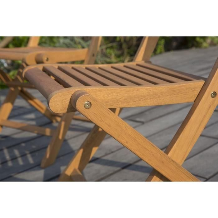 Juego de 2 sillas plegables de eucalipto para jardín FSC - 57,5x46,5x90cm 3 Juego de 2 sillas plegables de eucalipto para jardín FSC - 57,5x46,5x90cm 3