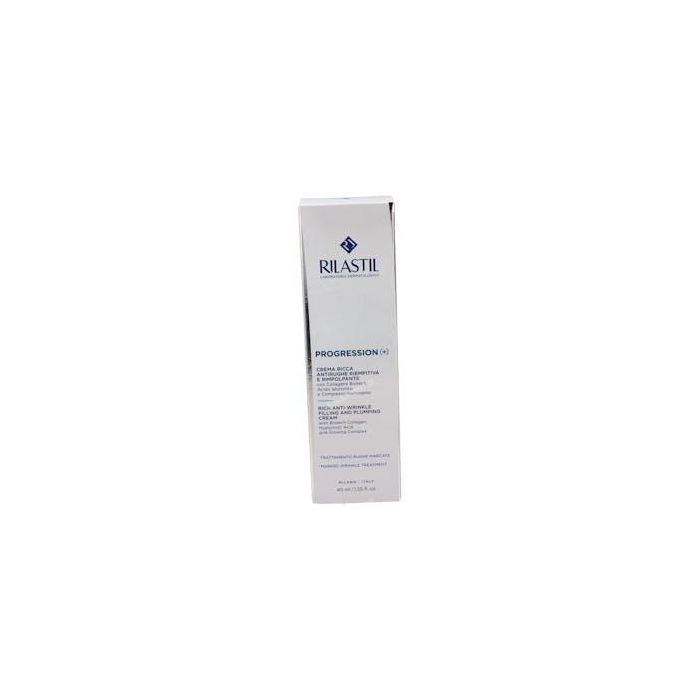 Rilastil PROGRESSION(+) Crema Rica Rellenadora Antiarrugas, Antiedad e Iluminadora con Ácido Hialurónico y Colágeno para Piel Seca 40ml