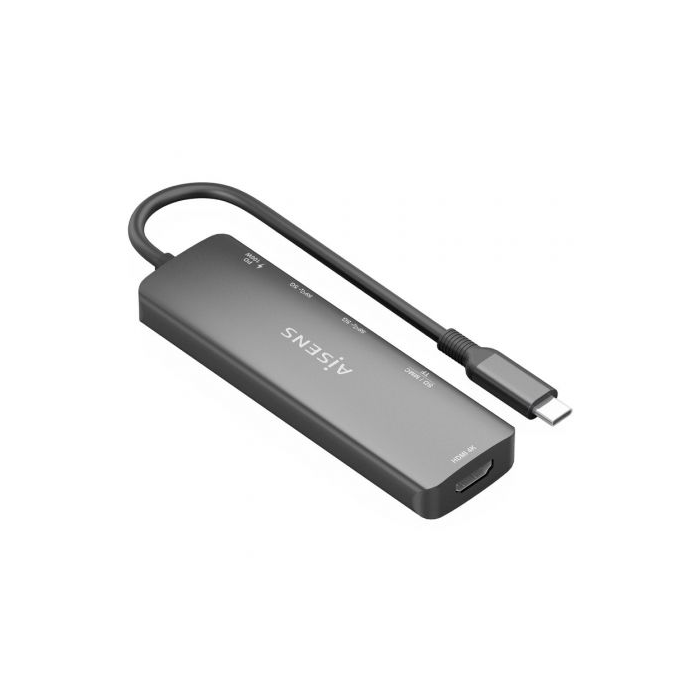 Docking USB Tipo-C Aisens ASUC-5P011-GR/ 1xHDMI/ 2xUSB/ 1xUSB Tipo-C PD/ 1xLector Tarjetas/ Gris 1