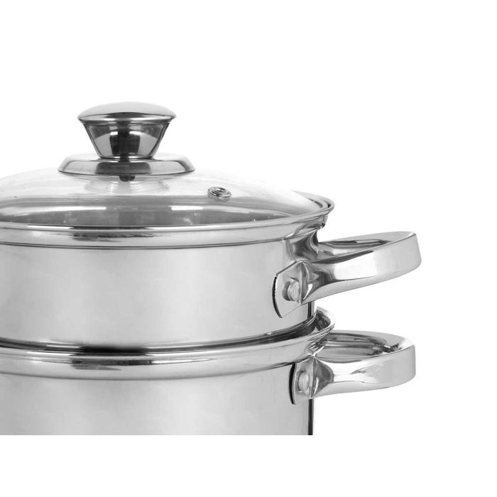 Vaporera Kinvara 2 piezas, tapa de cristal, 20 cm, acero inoxidable, 2.5 l (6 Unidades) 3 Vaporera Kinvara 2 piezas, tapa de cristal, 20 cm, acero inoxidable, 2.5 l (6 Unidades) 3