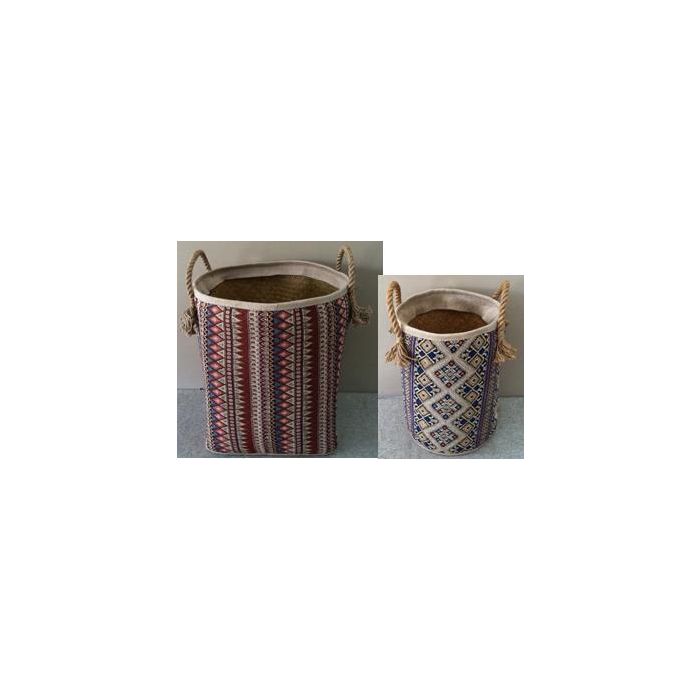Cesta Boho DKD Home Decor Granate Azul 40 x 48 x 40 cm (2 Unidades)