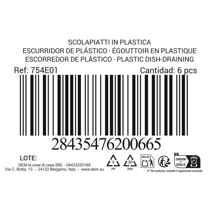 Inde Escurridor de Plástico 48 x 40 x 12 cm (6 Unidades)