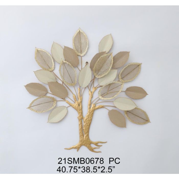 Decoración de Pared DKD Home Decor Marrón Beige Dorado Árbol 100 x 6,4 x 97,8 cm