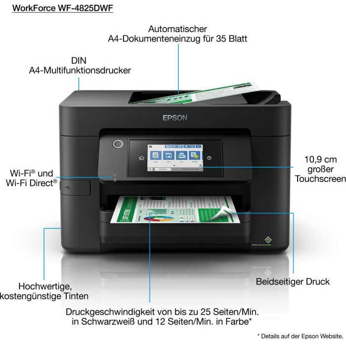 Epson WorkForce Pro WF-4825DWF Inyección de Tinta - Impresora Multifunción Color, Escáner, Fax, Impresión Dúplex, Wi-Fi, Ethernet 4 Epson WorkForce Pro WF-4825DWF Inyección de Tinta - Impresora Multifunción Color, Escáner, Fax, Impresión Dúplex, Wi-Fi, Ethernet 4