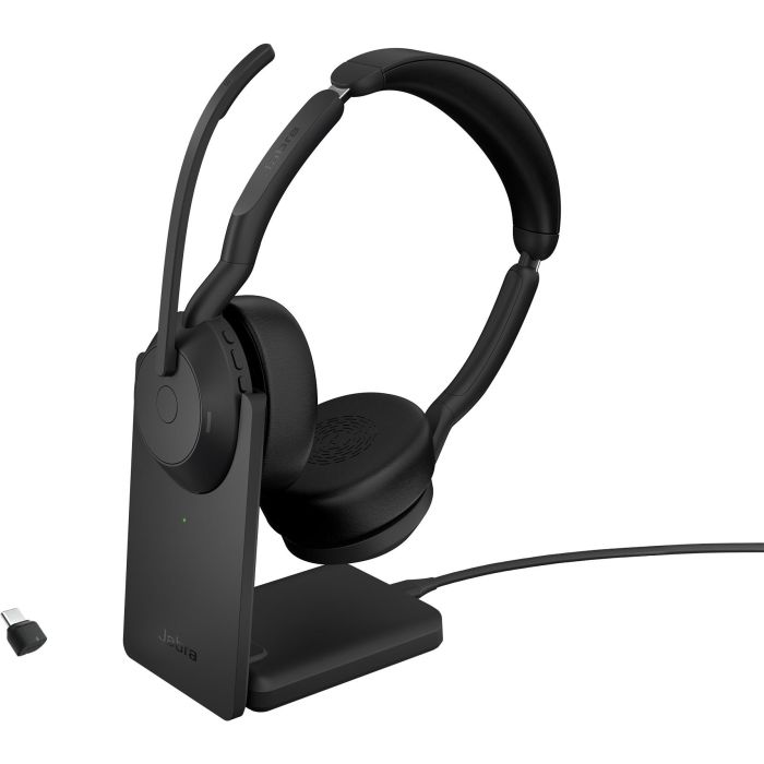 Jabra Link380c UC Stereo Stand - Auriculares inalámbricos y alámbricos para oficina/centro de llamadas, diadema, negros