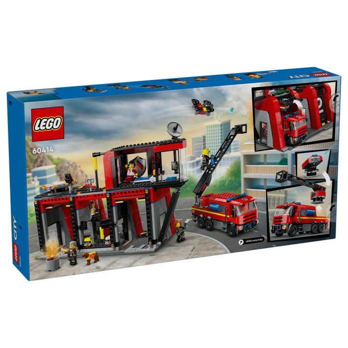 LEGO 60414 Estación de Bomberos y Camión de Bomberos, Figura de Perro de Juguete y 5 Minifiguras, Regalo Infantil 5