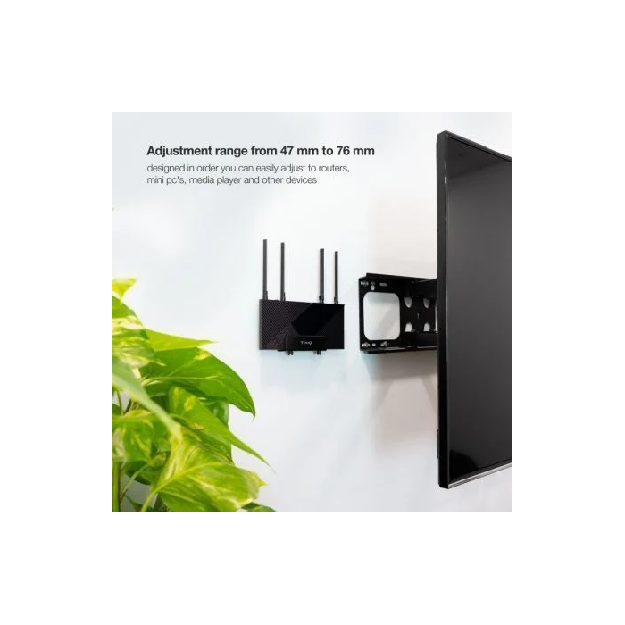 TOOQ SOPORTE UNIVERSAL DE PARED PARA REPRODCUTOR MULTIMEDIA, ROUTER, MINI PC, NEGRO 4