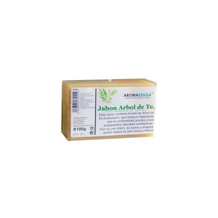AROMASENSIA Jabón Árbol de Té 100g para Piel Grasa – Antiséptico y Limpiador con 5% Aceite Esencial