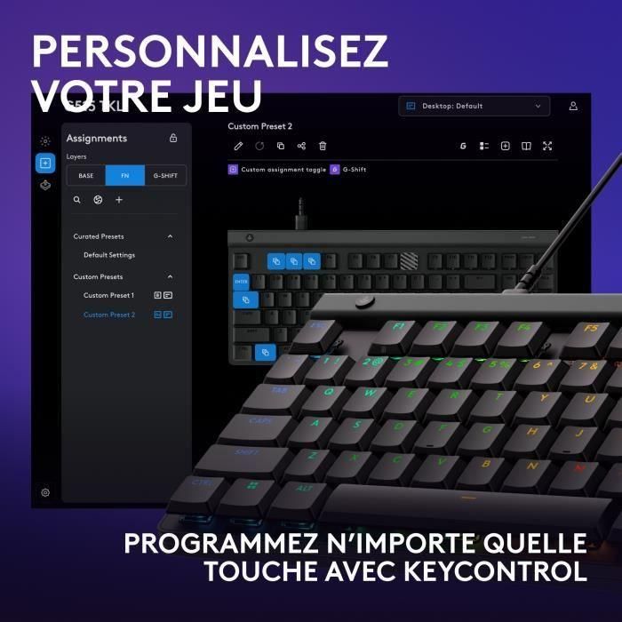 Teclado para juegos - con cable - Logitech G - G515 TKL - Mecánico - RGB - AZERTY - Negro 4 Teclado para juegos - con cable - Logitech G - G515 TKL - Mecánico - RGB - AZERTY - Negro 4