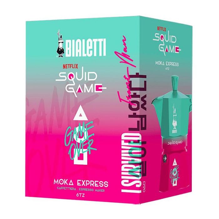 Bialetti Squid Game 6TZ Cafetera italiana de aluminio, 6 tazas, Azul y Rosa 2 Bialetti Squid Game 6TZ Cafetera italiana de aluminio, 6 tazas, Azul y Rosa 2