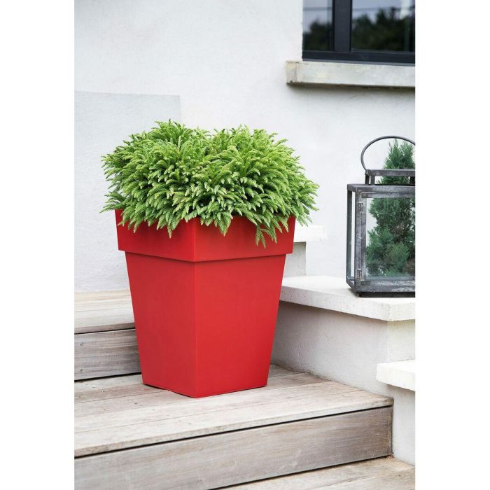 EDA Maceta toscana cuadrada mediana - 39 x 39 x H 53 cm - 51 L - Rojo rubí 1 EDA Maceta toscana cuadrada mediana - 39 x 39 x H 53 cm - 51 L - Rojo rubí 1