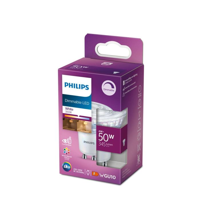 Philips Bombilla LED GU10 Equivalente 50W, Regulable, Vidrio, Juego de 2 3 Philips Bombilla LED GU10 Equivalente 50W, Regulable, Vidrio, Juego de 2 3