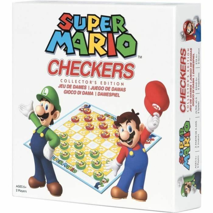 Goliath GOL8720077329768 Super Mario Damas (Checkers) - Juego de Mesa Familiar para Niños a partir de 6 Años