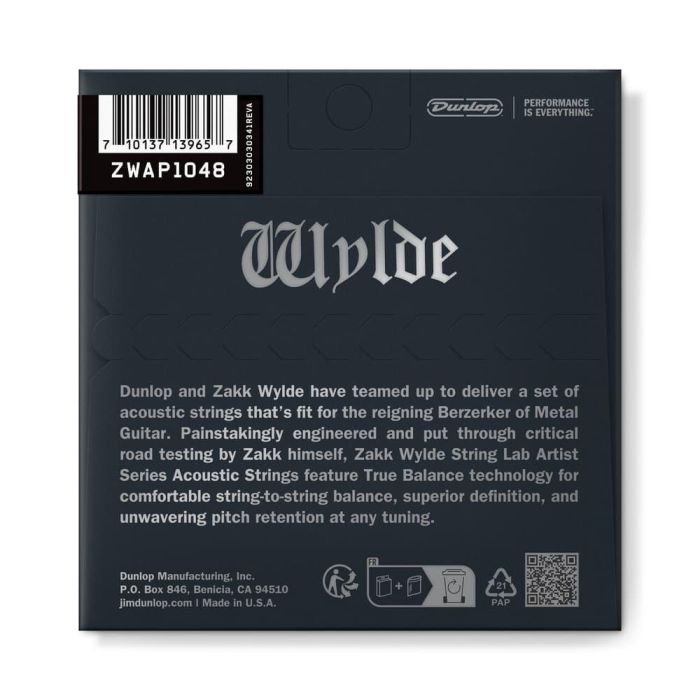 Juego Guitarra Acústica Zakk Wylde 10-48 1 Juego Guitarra Acústica Zakk Wylde 10-48 1