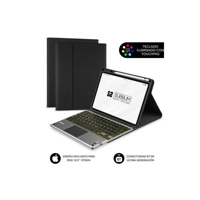 Subblim SUBKT4-BTPI02 Funda con Teclado KeyTab Pro BT para iPad 10.9" 10a Gen, Retroiluminado, Touchpad, Negro, QWERTY Español, Antigolpes, Ranura Apple Pencil 0 Subblim SUBKT4-BTPI02 Funda con Teclado KeyTab Pro BT para iPad 10.9" 10a Gen, Retroiluminado, Touchpad, Negro, QWERTY Español, Antigolpes, Ranura Apple Pencil 0
