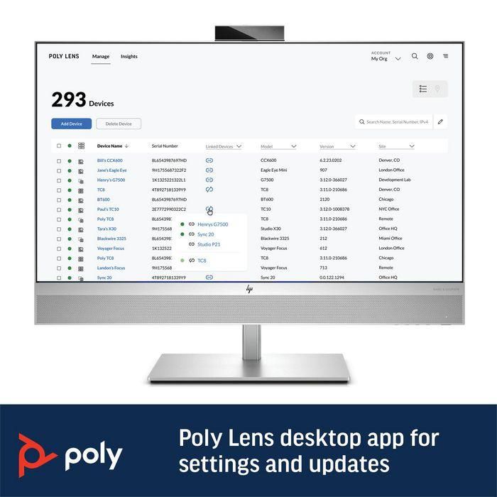 Poly Altavoz Inteligente para Salas de Conferencias, Full Duplex, 2x 50mm Altavoces, USB, Bluetooth, NFC 5