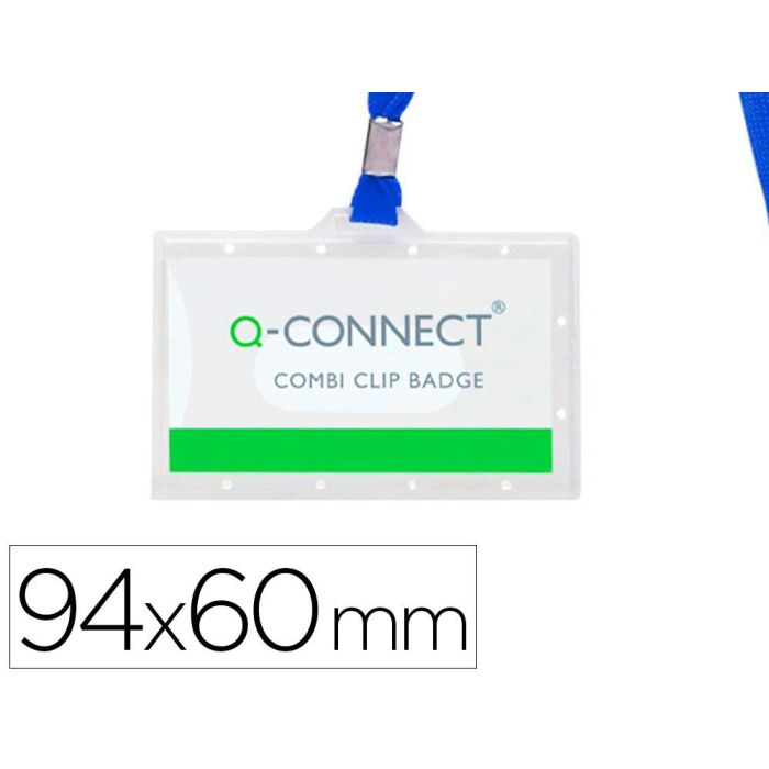 Identificador Q-Connect Kf17112 Con Cordon Plano Azul Y Apertura Lateral 94x60 mm 50 unidades