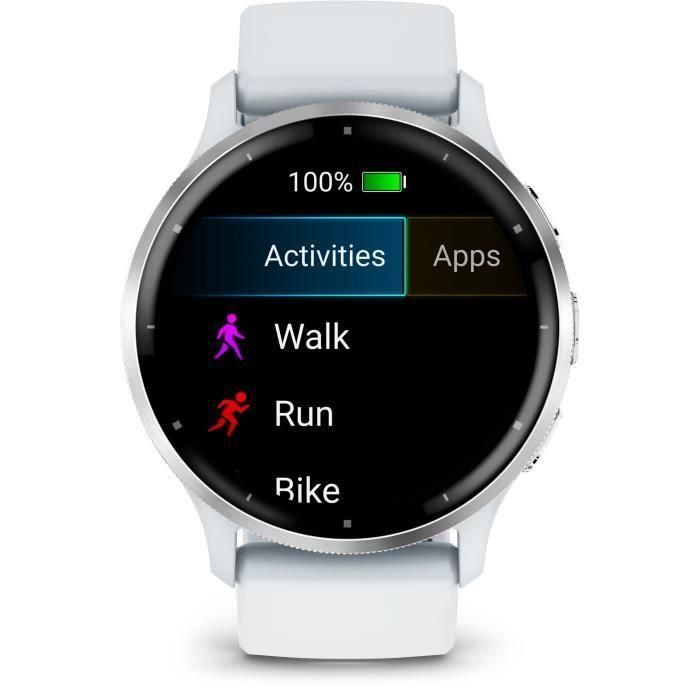 Reloj GPS conectado - GARMIN - Venu 3 - WiFi - 35,4 mm (1.4) - Acero plateado, caja blanca y correa de silicona blanca 1