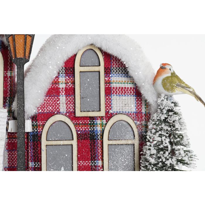 DKD Home Decor Decoración Luminosa Navideña Casa Alpina LED Rojo Blanco Verde 2 Unidades 18x31x27 cm 3