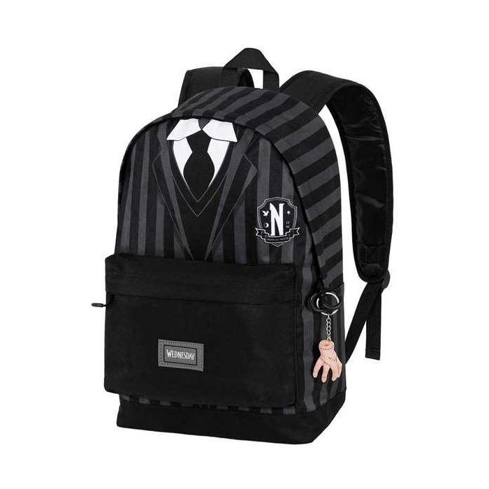 Karactermania Wednesday Miércoles Uniform Mochila HS FAN 2.0, Negra, Ligera, Bolso Frontal y Trasero, Correas Acolchadas, 44x31x18 cm