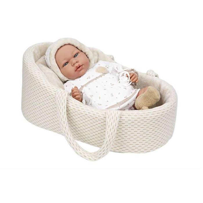 Muñeca elegance 40 cm andie beige c/capazo c/mecanismo lloro try me 1