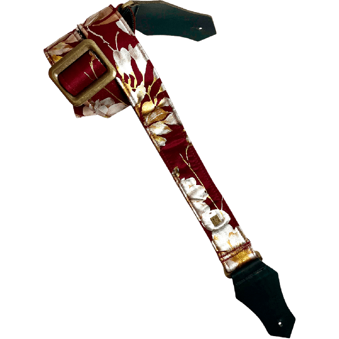 GETM Correa Guitarra Bajo Metal Rose Burgundy Nailon Piel Neopreno Burdeos Ajustable