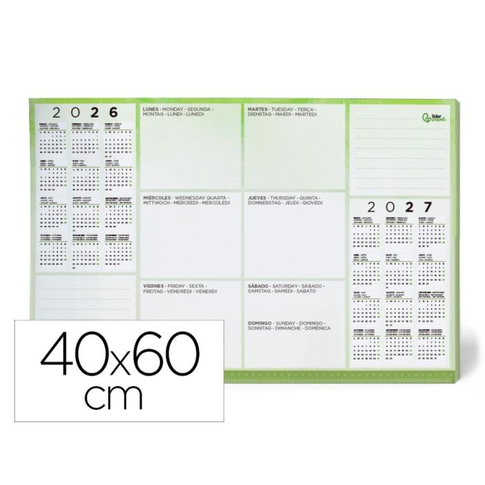 Planning Sobremesa Semanal Liderpapel 40x60 cm 80 gr 60 Hojas 2026-2027