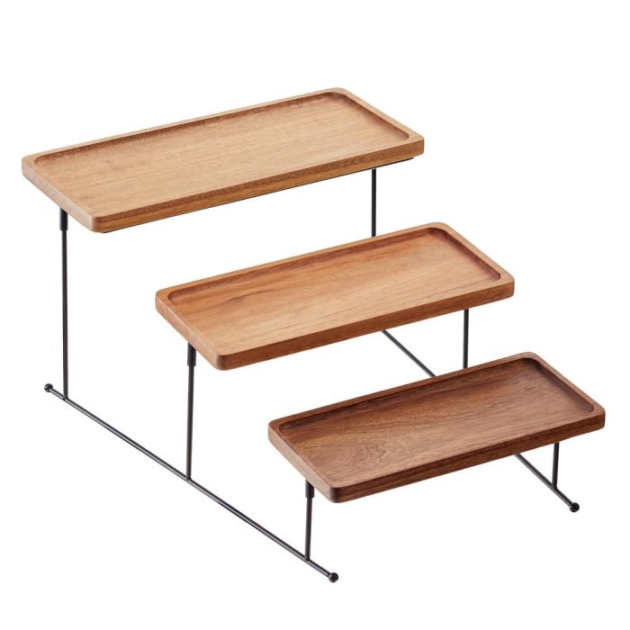 Leone Expositor Buffet 3 Estantes Acacia 35x42x23 cm Madera